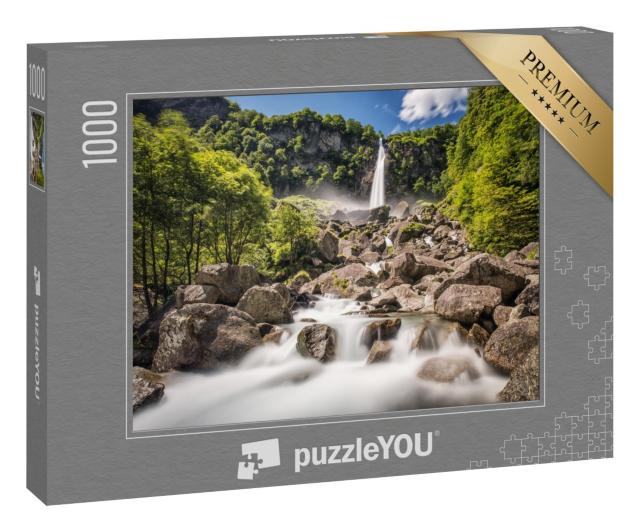 Puzzle 1000 Teile „Wasserfall von Foroglio, Schweizer Alpen“