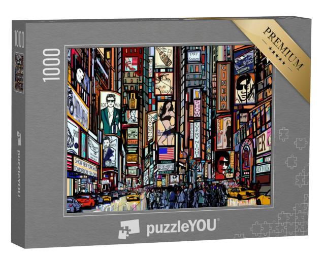 Puzzel 1000 stukjes „Een illustratie van een straat in New York, Times Square“