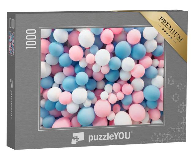 Puzzel 1000 stukjes „Veel kleurrijke ballonnen voor decoratie“