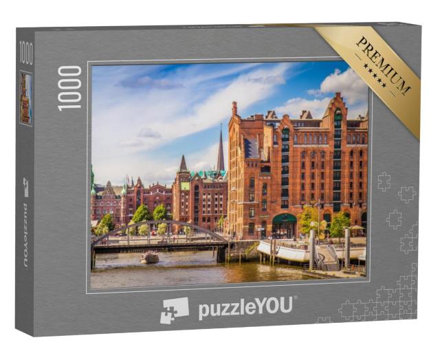 Puzzel 1000 stukjes „Speicherstadt in Hamburg in de zomer“