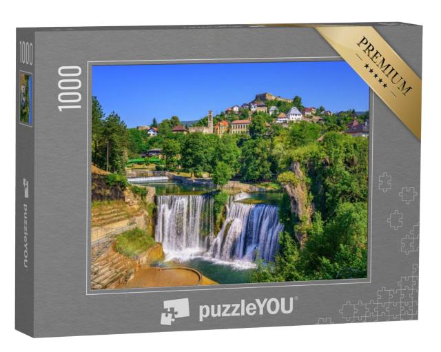 Puzzel 1000 stukjes „Pliva waterval in de stad Jajce, Bosnië en Herzegovina“