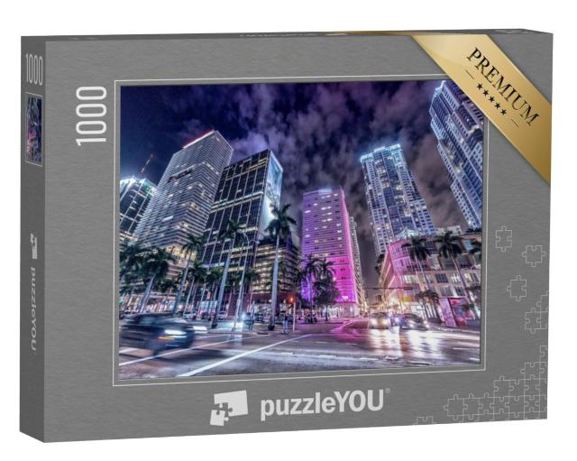 Puzzel 1000 stukjes „Downtown Miami bij nacht“