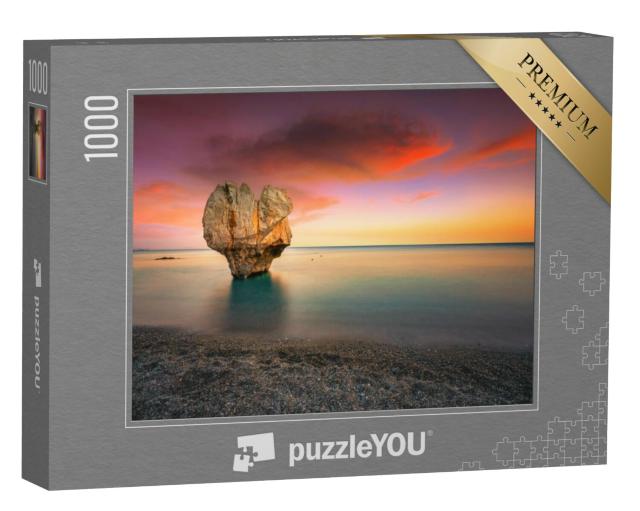 Puzzel 1000 stukjes „Eenzame rotssculptuur: hartvorm, Preveli, Kreta, Griekenland“