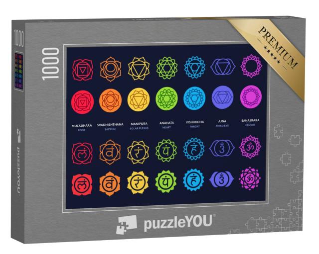 Puzzel 1000 stukjes „Chakrasymbolen op een donkere achtergrond“