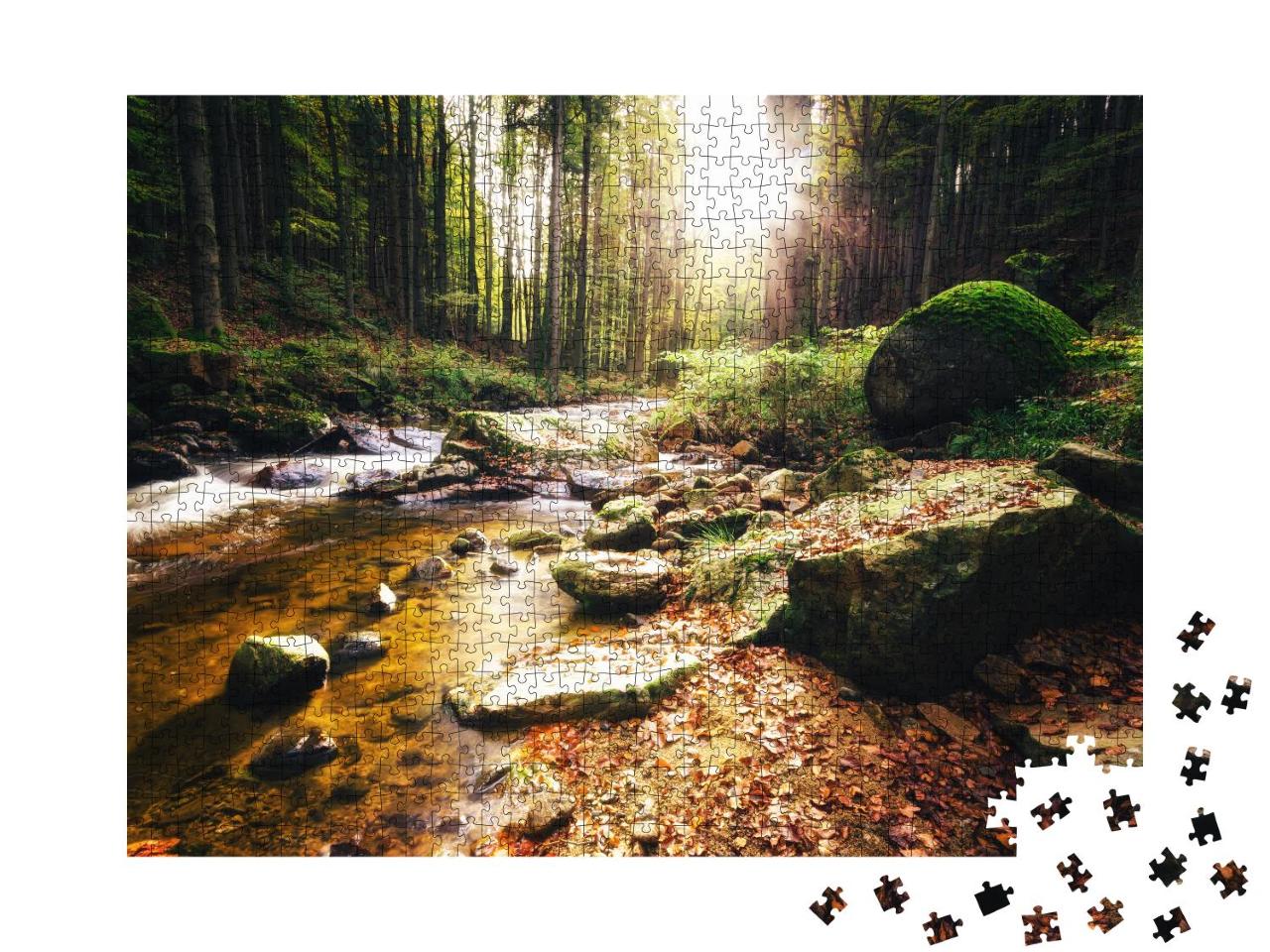 Puzzle 1000 Teile „Sonniger Tag am Bach im Ilsetal, Harz“