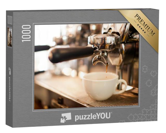 Puzzel 1000 stukjes „Heerlijk verse koffie uit de portafiltermachine“