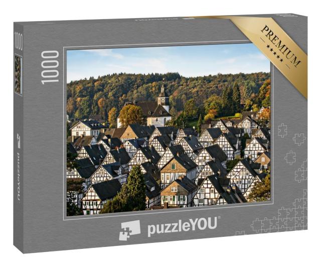 Puzzle 1000 Teile „Historische Fachwerkhäuser in Freudenberg“