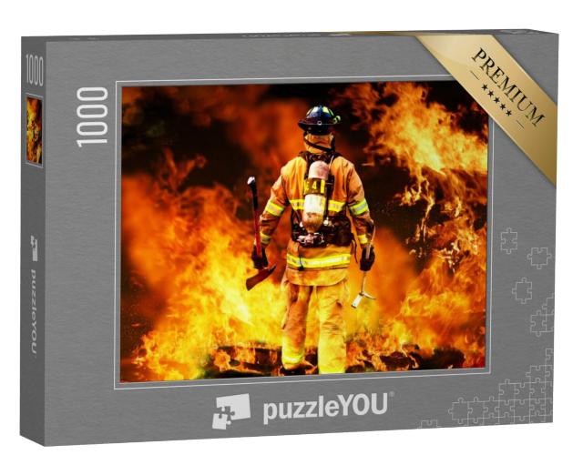 Puzzel 1000 stukjes „Brandweerman in de brand“