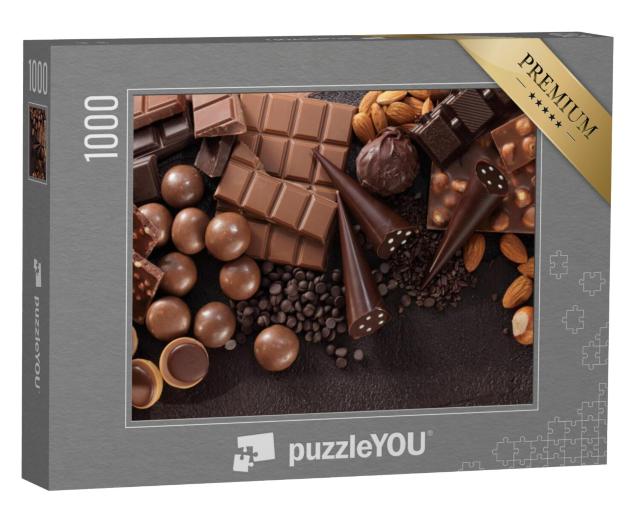 Puzzel 1000 stukjes „Assortiment fijne chocolaatjes en chocolade“