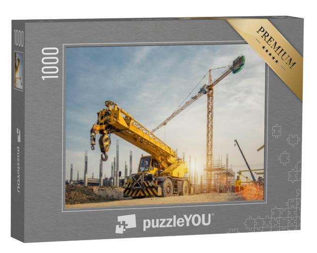 Puzzel 1000 stukjes „Kranen op een bouwplaats“