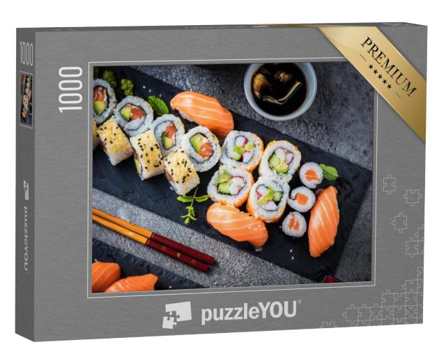 Puzzel 1000 stukjes „Sushi met zalm, tonijn en meer“