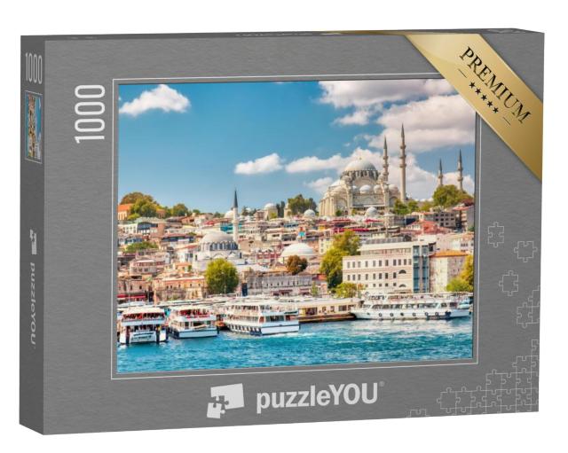 Puzzel 1000 stukjes „Gouden Hoorn baai van Istanbul met uitzicht op Süleymaniye“