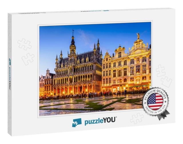 Brussels, Belgium. Wide Angle Night Scene of the Grand Pl... Jigsaw Puzzle