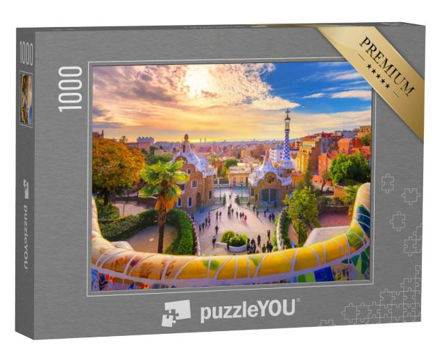 Puzzel 1000 stukjes „Uitzicht op Barcelona vanaf Park Güell in Barcelona, Spanje“