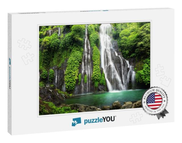Jungle Waterfall Cascade in Tropical Rainforest with Rock... Jigsaw Puzzle