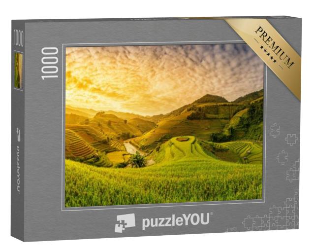 Puzzel 1000 stukjes „Groene rijstvelden op terrassen in Muchangchai, Vietnam“