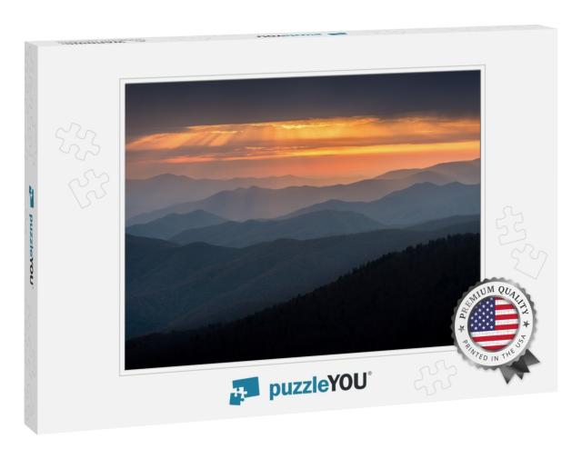Sunset from Clingmans Dome in Great Smoky Mountains Natio... Jigsaw Puzzle