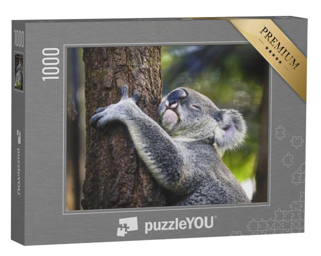 Puzzel 1000 stukjes „Vermoeide koala in een boom“