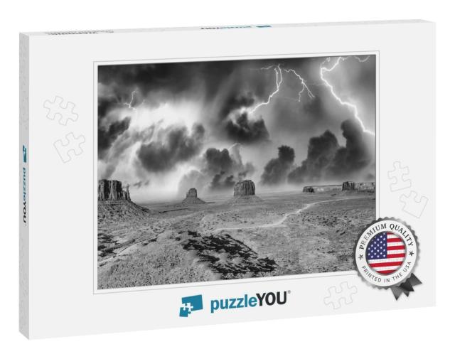 Storm Approaching Monument Valley, Usa. Aerial Panoramic... Jigsaw Puzzle