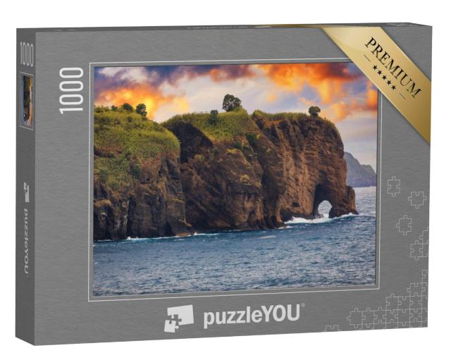 Puzzel 1000 stukjes „Uitkijkpunt van de Zwarte Stenen, Azoren, Portugal“