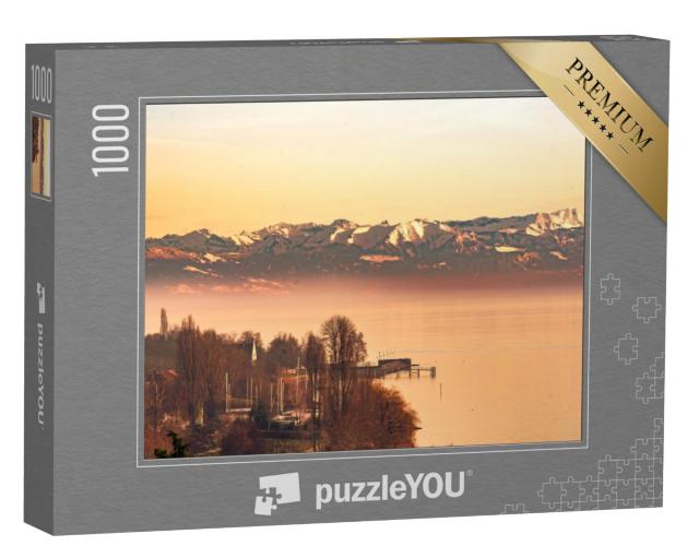 Puzzel 1000 stukjes „Avondgloed op het Bodenmeer met de Zwitserse Alpen“