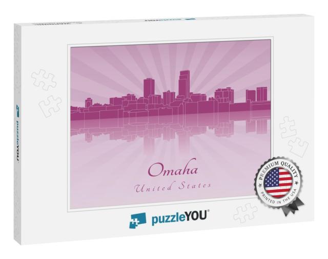 Omaha Skyline in Radiant Orchid in Editable Vector File... Jigsaw Puzzle