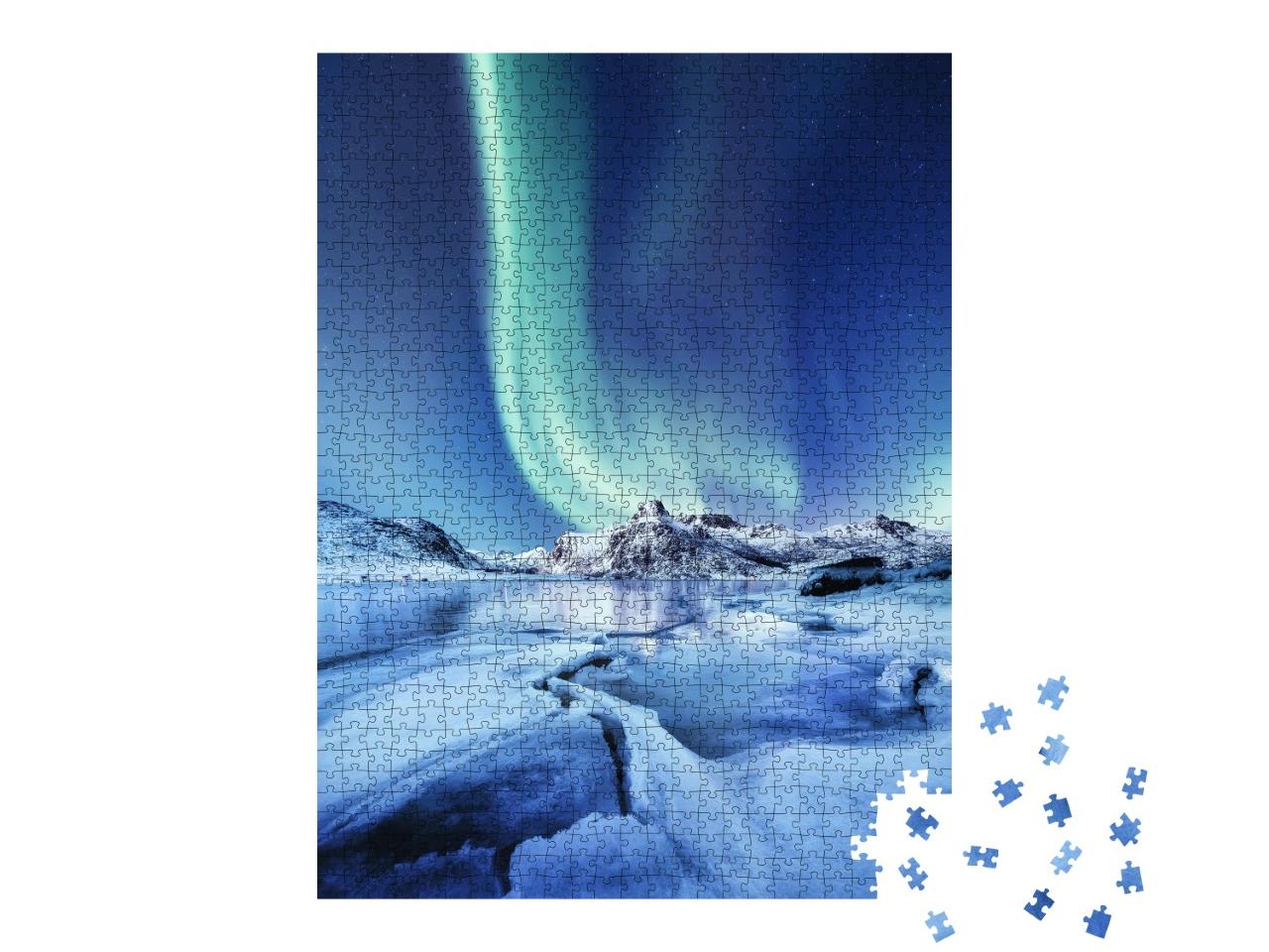 Puzzle 1000 Teile „Aurora Borealis, Lofoten-Inseln, Norwegen“