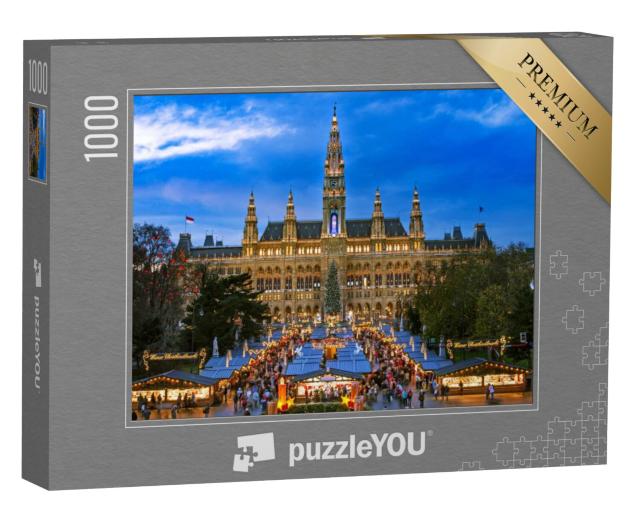 Puzzel 1000 stukjes „Kerstmarkt in Wenen, winters motief“