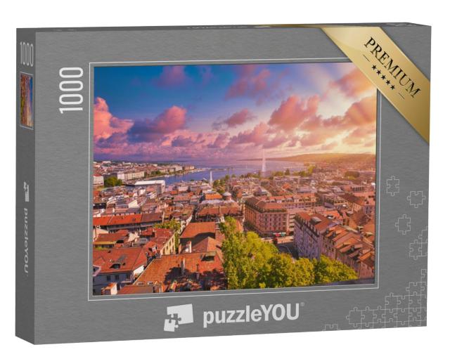 Puzzel 1000 stukjes „Genève bij zonsondergang“