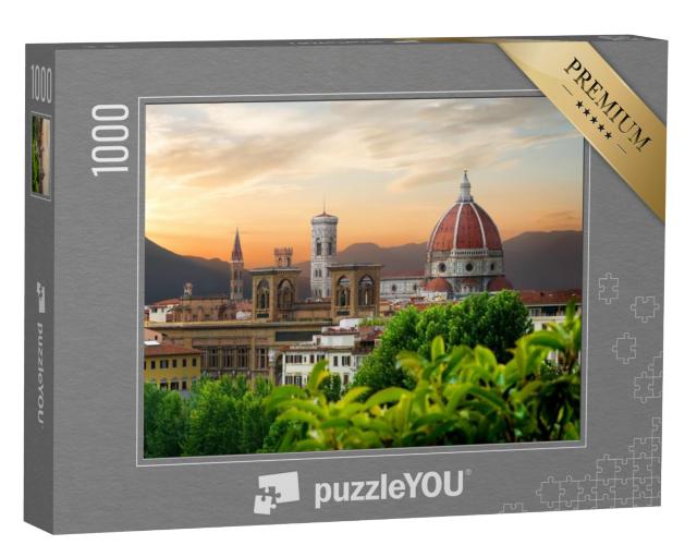 Puzzel 1000 stukjes „Avond boven de kathedraal van Santa Maria del Fiore, Florence, Italië“