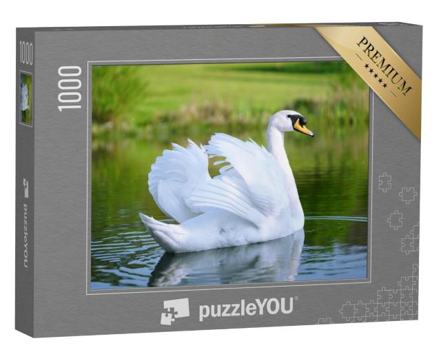 Puzzel 1000 stukjes „Meer met een witte zwaan“