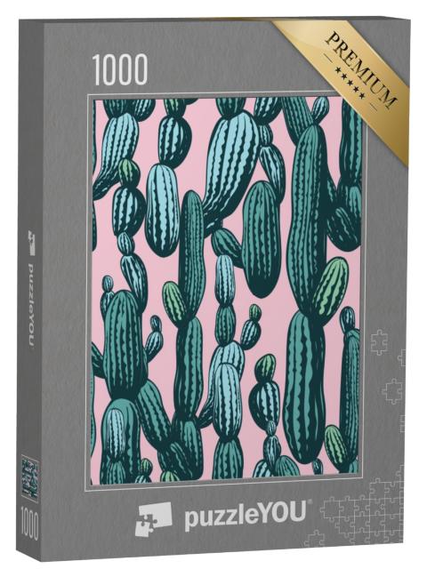 Puzzel 1000 stukjes „Illustratie: Cactuspatroon“