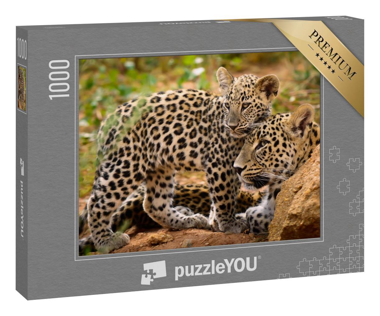 Puzzle 1000 Teile „Leopardenmama und ihr Junges“