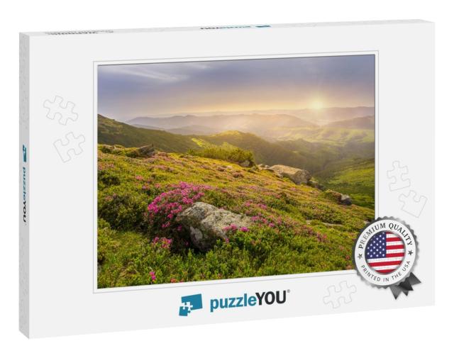 Spring Landscape in Mountains with Flower of a Rhododendr... Jigsaw Puzzle