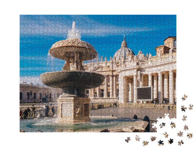 Puzzle 1000 Teile „Vatikanstadt: Petersdom und Petersplatz“