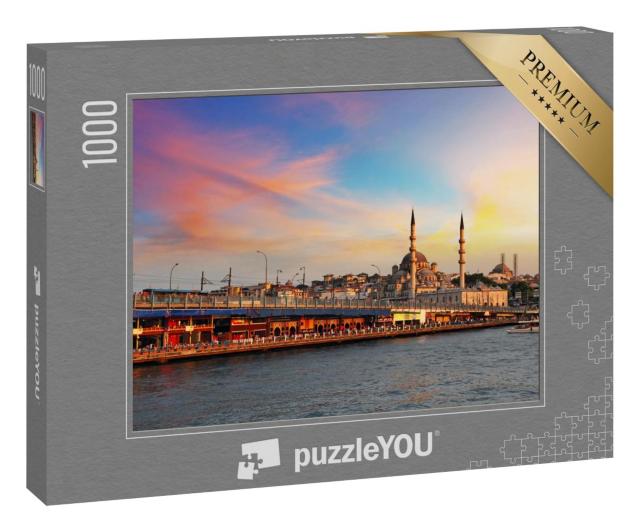 Puzzle 100 Teile „Istanbul bei einem dramatischen Sonnenuntergang mit Sonne“