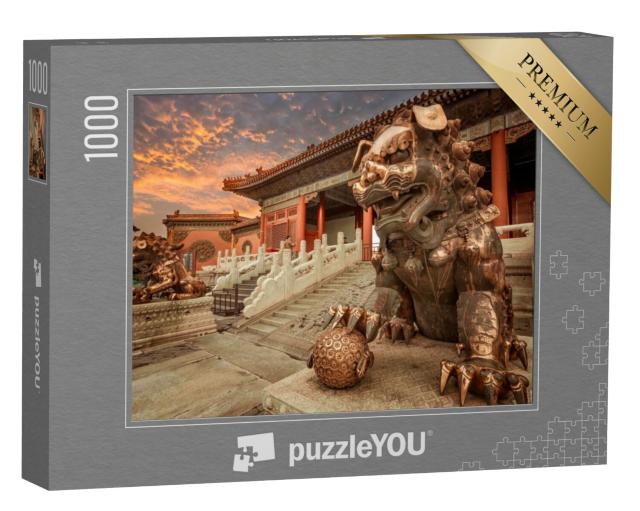 Puzzel 1000 stukjes „De bronzen leeuw in de Verboden Stad, Beijing, China“