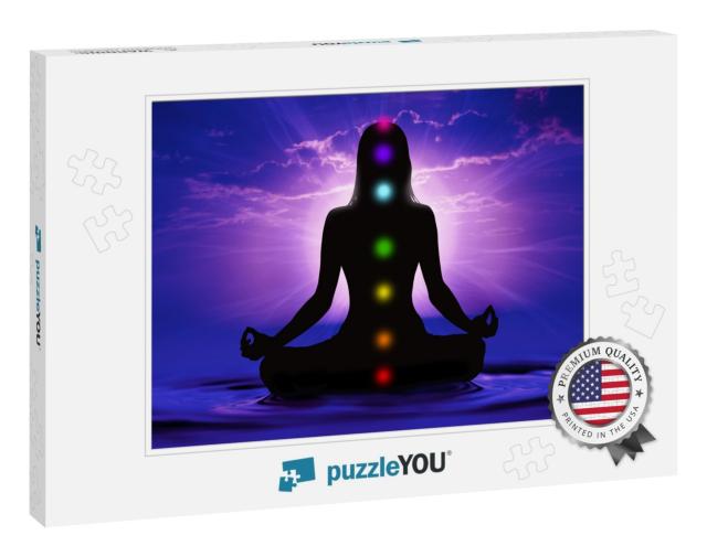 Silhouette of Woman Doing Yoga & Where Has Scored Seven C... Jigsaw Puzzle