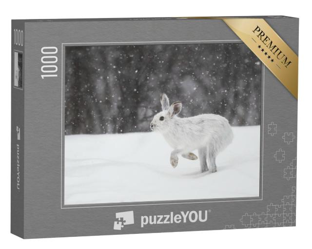 Puzzel 1000 stukjes „Witte berghaas in de Canadese winter“