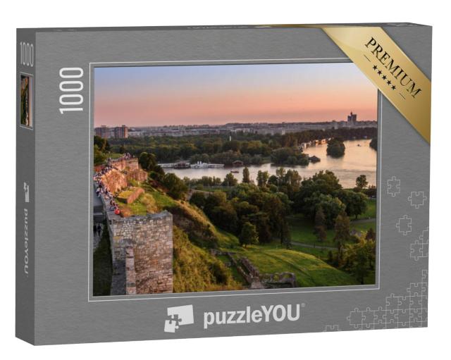 Puzzel 1000 stukjes „Zonsondergang bij de Belgrado-toren Kalemegdan aan de rivier de Sava“