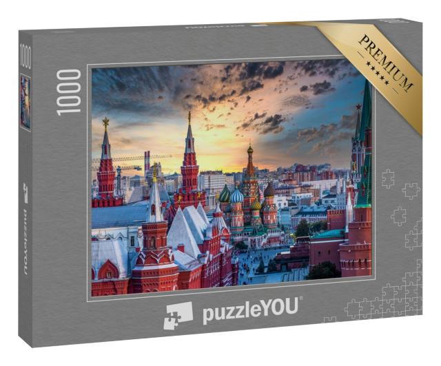 Puzzle 1000 Teile „Basilius Kathedrale und Architektur am Roten Platz, Moskau, Russlan“