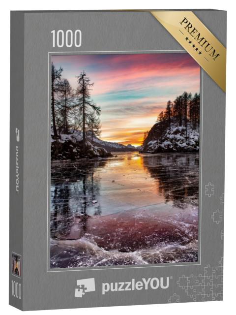 Puzzel 1000 stukjes „Bevroren meer van Sils, Engadin, Graubünden, Zwitserland“