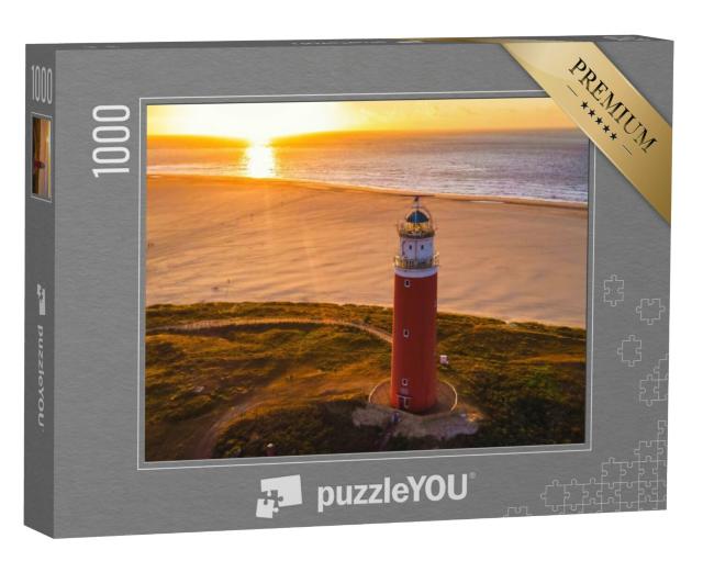 Puzzel 1000 stukjes „Vuurtoren op het Waddeneiland Texel bij zonsondergang“