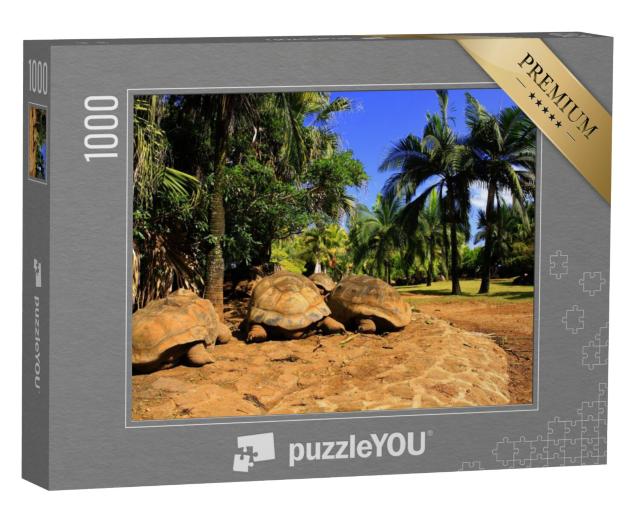 Puzzel 1000 stukjes „Drie grote reuzenschildpadden op Mauritius“