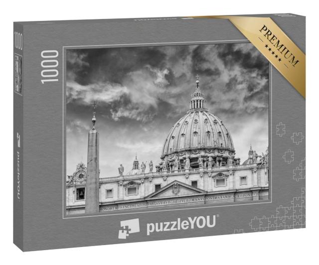 Puzzle 1000 Teile „Kuppel des Petersdoms im Vatikan, schwarz-weiß“