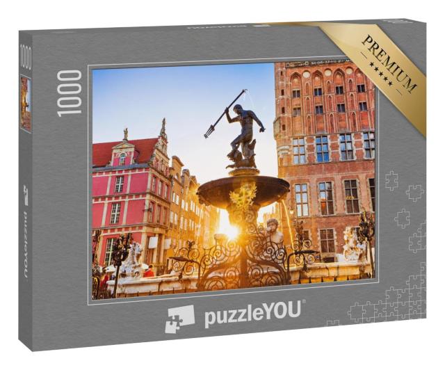 Puzzle 1000 Teile „Neptunbrunnen bei Sonnenuntergang, Danzig, Polen“