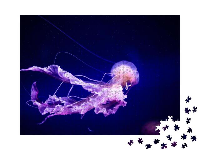 Puzzle 1000 Teile „Spärische Medusa im Neonlicht“