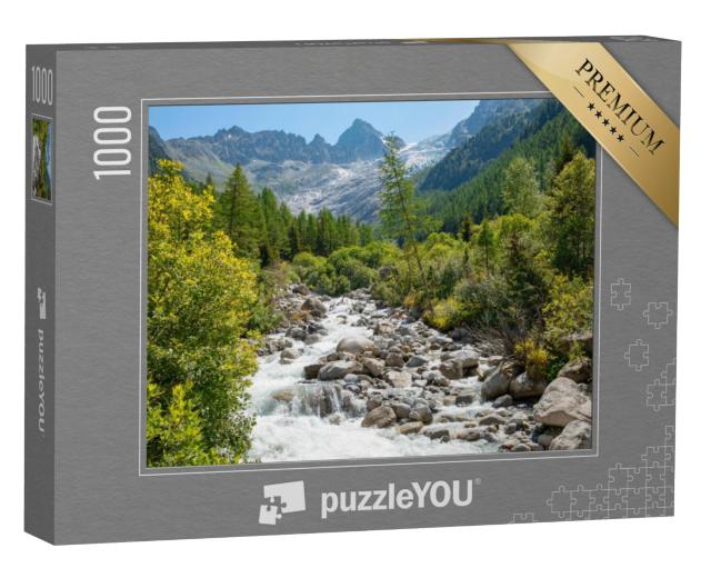 Puzzel 1000 stukjes „Idyllische vallei en rivier de Trient in Wallis, Zwitserland“