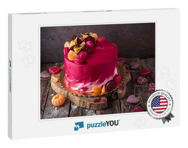 St. Valentines Day, Mothers Day, Birthday Cake. a Festive... Jigsaw Puzzle
