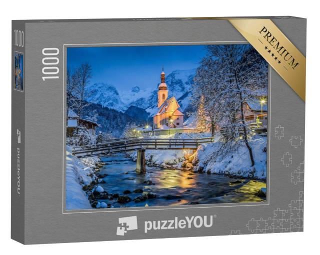 Puzzel 1000 stukjes „Kerstmis bedevaartskerk van St Sebastian, Berchtesgadener Land, Duitsland“